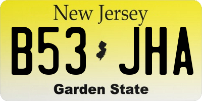 NJ license plate B53JHA