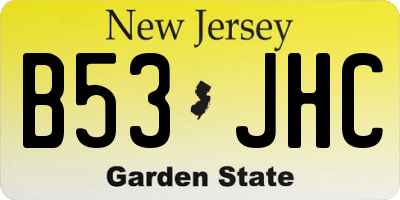 NJ license plate B53JHC