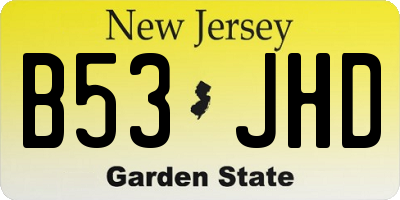 NJ license plate B53JHD