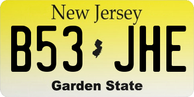 NJ license plate B53JHE