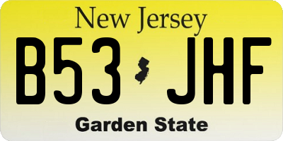 NJ license plate B53JHF