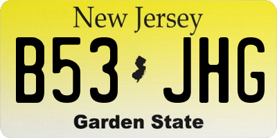NJ license plate B53JHG