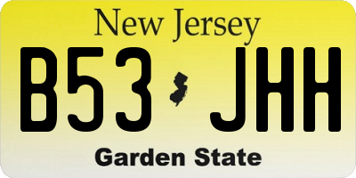 NJ license plate B53JHH