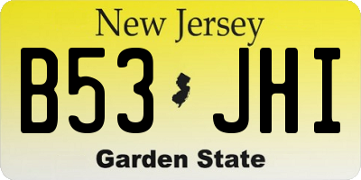 NJ license plate B53JHI