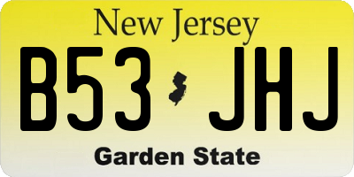 NJ license plate B53JHJ