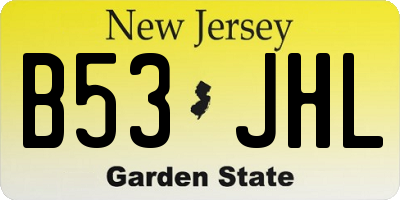 NJ license plate B53JHL