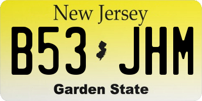 NJ license plate B53JHM