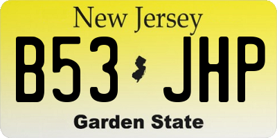 NJ license plate B53JHP