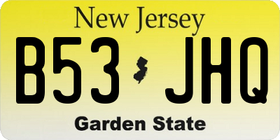 NJ license plate B53JHQ