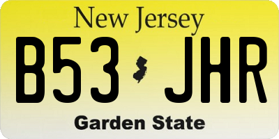 NJ license plate B53JHR