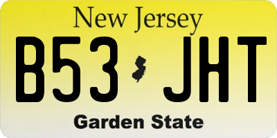 NJ license plate B53JHT