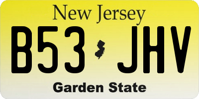 NJ license plate B53JHV