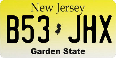 NJ license plate B53JHX