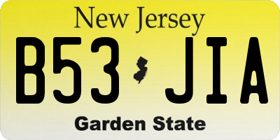 NJ license plate B53JIA