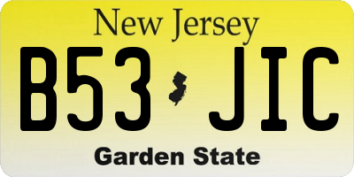 NJ license plate B53JIC