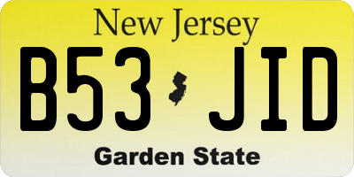 NJ license plate B53JID