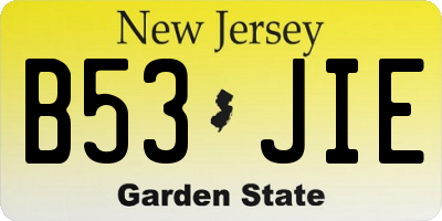 NJ license plate B53JIE