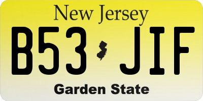 NJ license plate B53JIF
