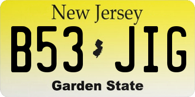 NJ license plate B53JIG