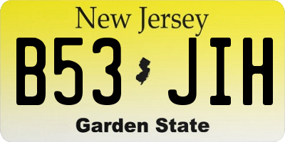 NJ license plate B53JIH