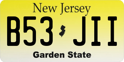 NJ license plate B53JII