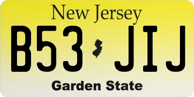 NJ license plate B53JIJ
