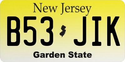 NJ license plate B53JIK