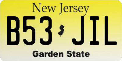 NJ license plate B53JIL
