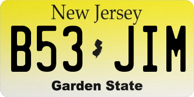 NJ license plate B53JIM