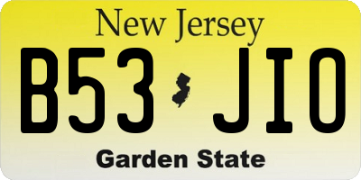 NJ license plate B53JIO