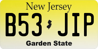 NJ license plate B53JIP
