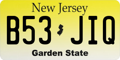 NJ license plate B53JIQ