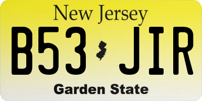 NJ license plate B53JIR