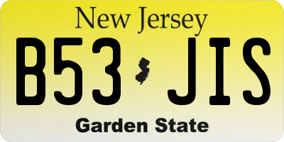 NJ license plate B53JIS