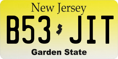 NJ license plate B53JIT