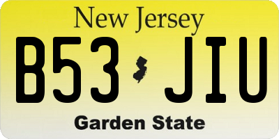 NJ license plate B53JIU