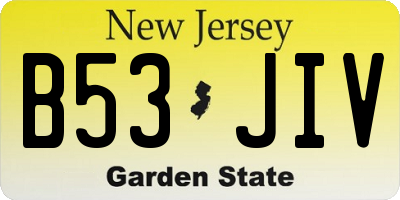 NJ license plate B53JIV