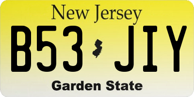 NJ license plate B53JIY