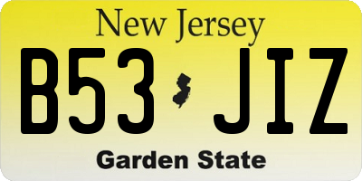 NJ license plate B53JIZ