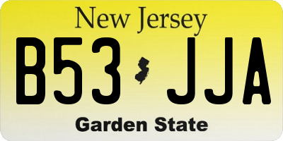 NJ license plate B53JJA