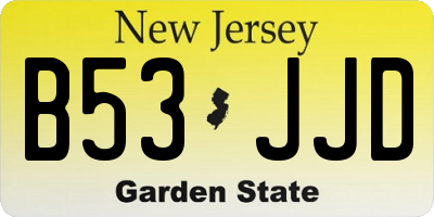 NJ license plate B53JJD