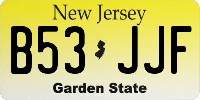 NJ license plate B53JJF