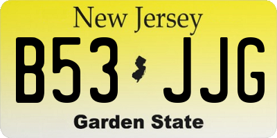 NJ license plate B53JJG