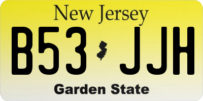 NJ license plate B53JJH