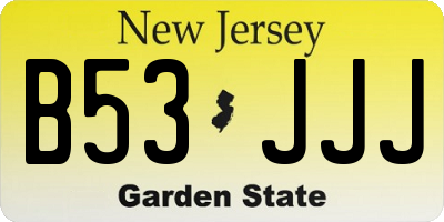 NJ license plate B53JJJ
