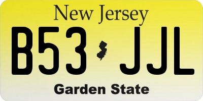 NJ license plate B53JJL