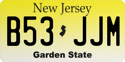 NJ license plate B53JJM