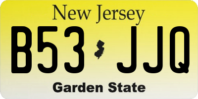 NJ license plate B53JJQ