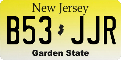 NJ license plate B53JJR