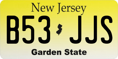 NJ license plate B53JJS